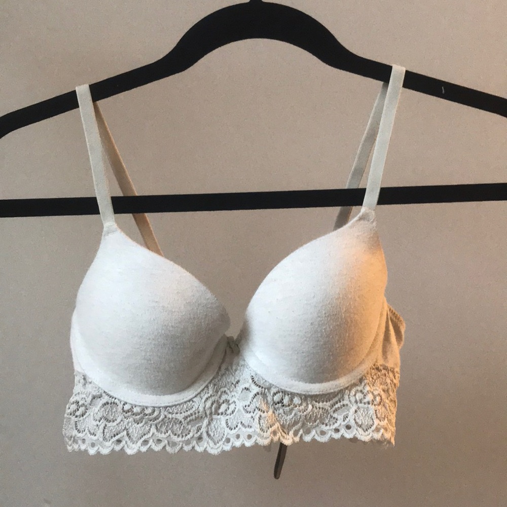 Aerie Cream Lacey Push Up Bra